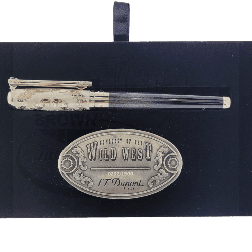 S.T. Dupont Line D Black Lacquer Platinum Wild West Rollerball Pen, 412065