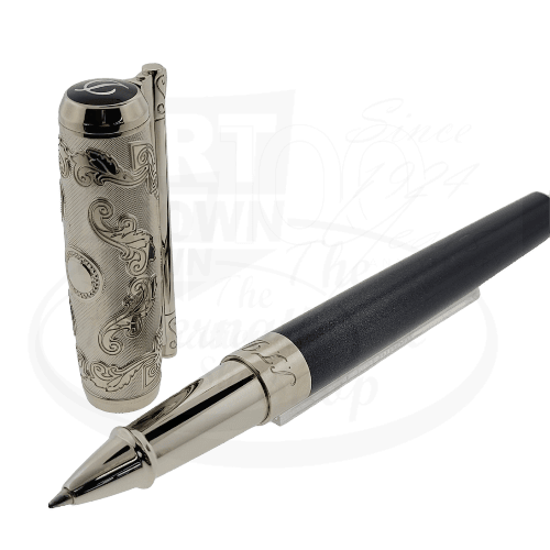 S.T. Dupont Line D Black Lacquer Platinum Wild West Rollerball Pen, 412065