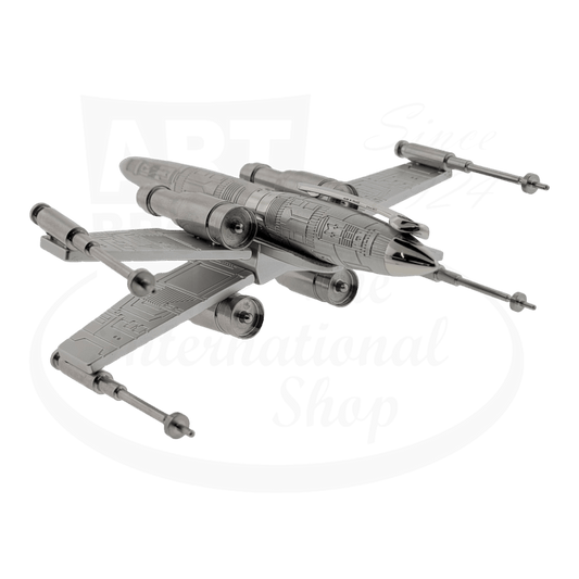 S.T. Dupont Star Wars X-Wing Fighter 251682 Ceramium ACT fountain pen collectible model, detailed spacecraft design with Rebel Alliance symbol, metallic gray finish