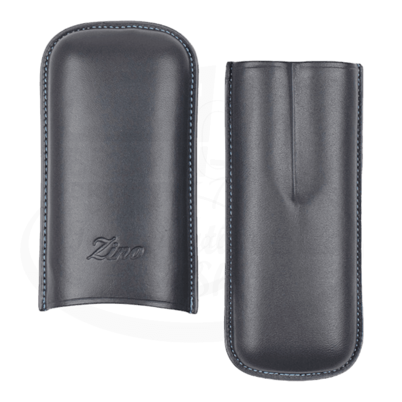 Zino R-2 Leather 2 Cigar Case Grey/Cyan, 115932