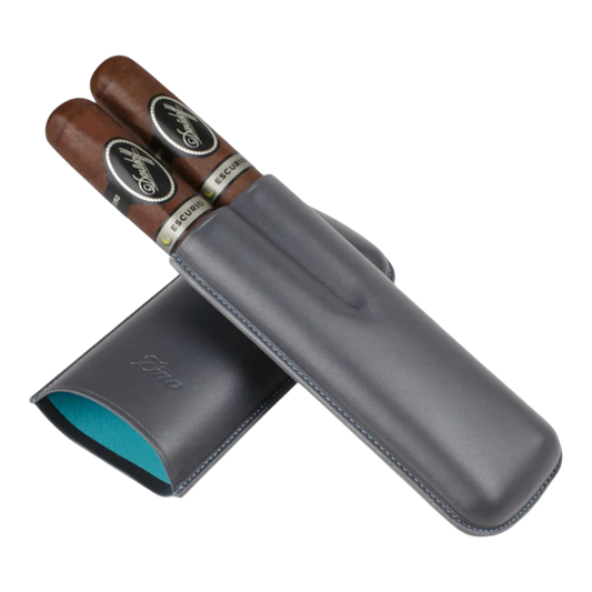 Zino XL-2 Leather 2 Cigar Case Grey & Cyan, 51003003