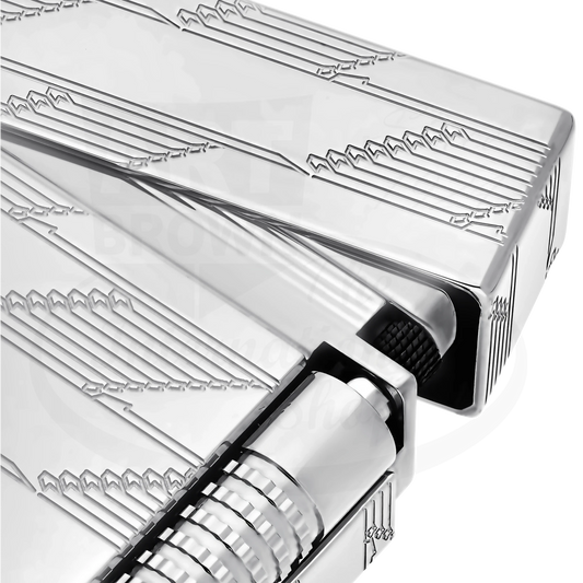 S.T. Dupont New Le Grand Monogram 1872 Palladium Lighter C23180 with silver guilloche engraved metal surface