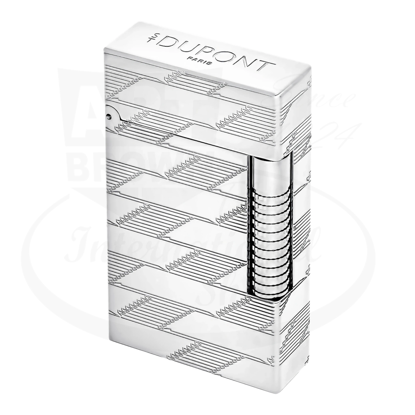 S.T. Dupont New Le Grand Monogram 1872 Palladium Lighter C23180 silver tone with guilloche engraving and dual ignition system