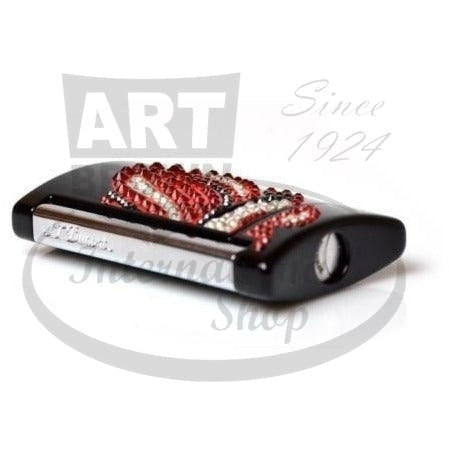 S.T. Dupont Rolling Stones Black MiniJet Torch Lighter 010098 brass black lacquer with Swarovski crystal lips design