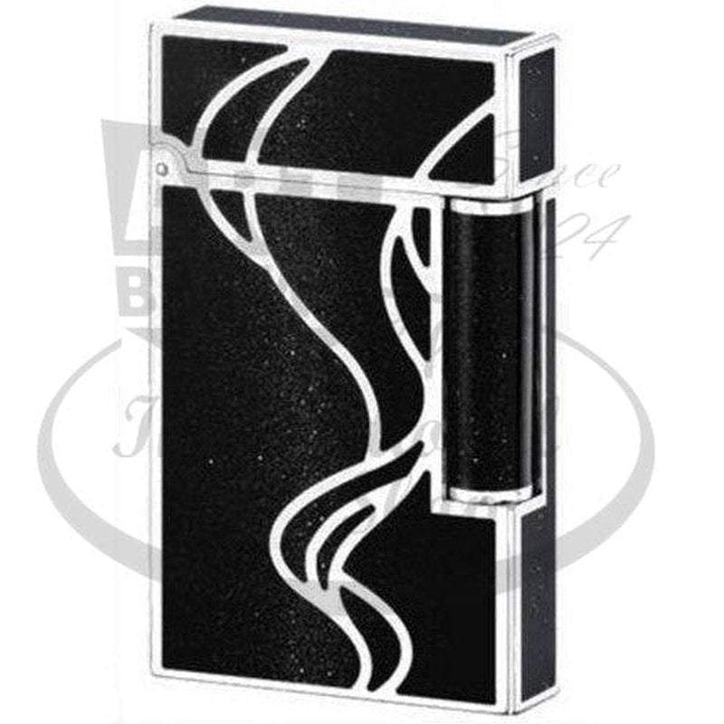 S.T. Dupont Ligne 2 Limited Edition Magic Wishes Lighter 016023 black lacquer silver palladium curl smoke design