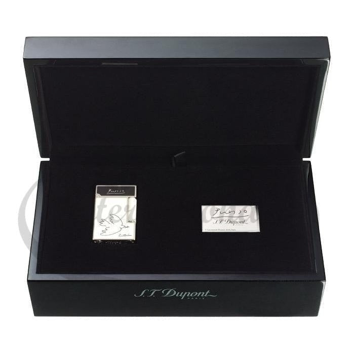 S.T. Dupont Ligne 2 Limited Edition Picasso Dove Lighter 016268 palladium black white lacquer with dove design