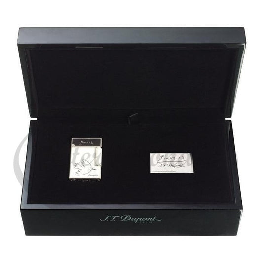 S.T. Dupont Ligne 2 Limited Edition Picasso Dove Lighter 016268 palladium black white lacquer with dove design