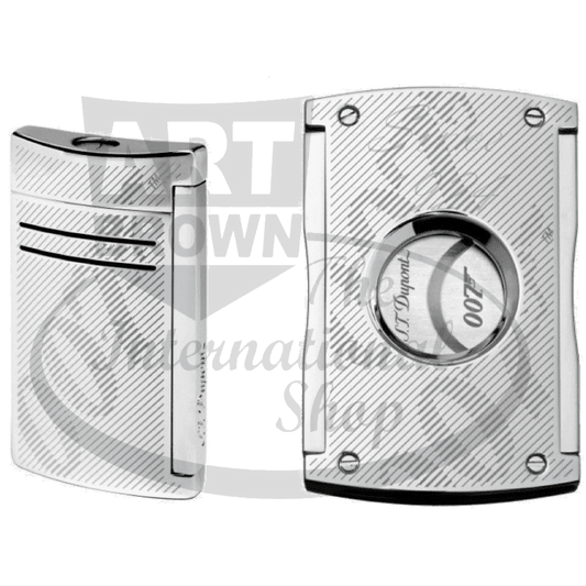 S.T. Dupont Limited Edition James Bond Smoking Kit 020167NC2 chrome torch lighter and cigar cutter with 007 design