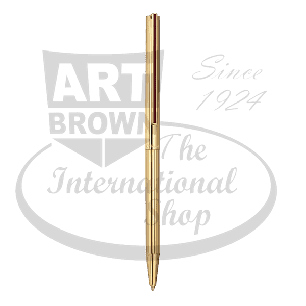 S.T. Dupont Classique Gold Ballpoint Pen with Red Clip 045072A brass lacquer sleek twist mechanism design