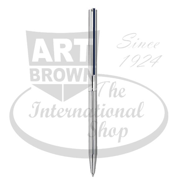 S.T. Dupont Classique Palladium Ballpoint Pen 045175A lacquer and palladium with blue clip, slim design