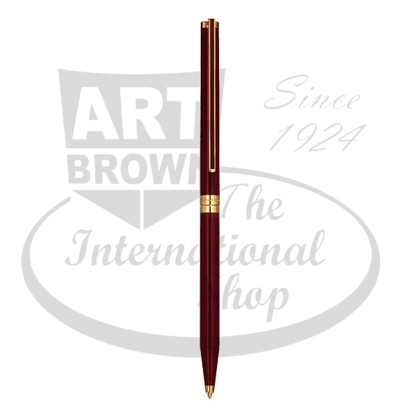 S.T. Dupont Classique Red and Gold Ballpoint Pen 045672A lacquer finish slim elegant writing instrument