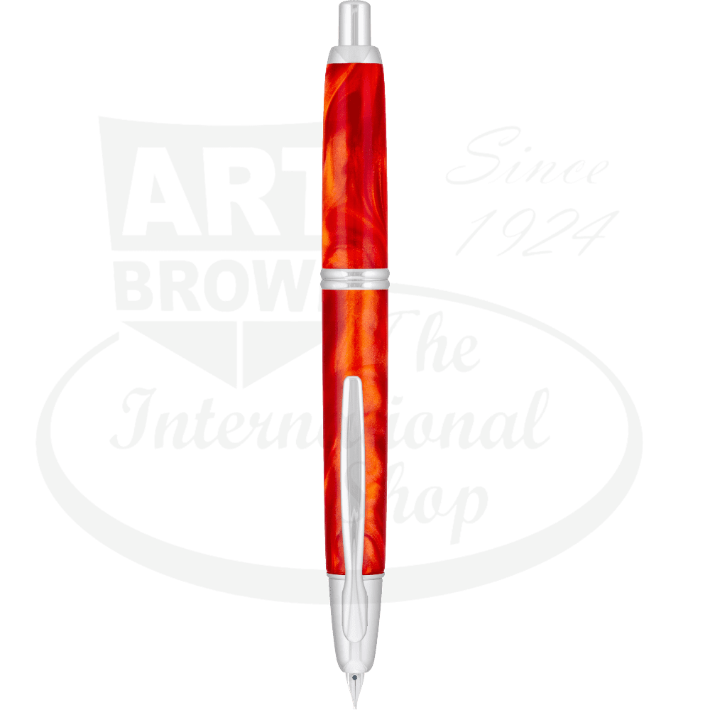 Pilot Vanishing Point SE fountain pen in marbled orange resin with rhodium-plated trim, retractable 18k gold nib, medium point