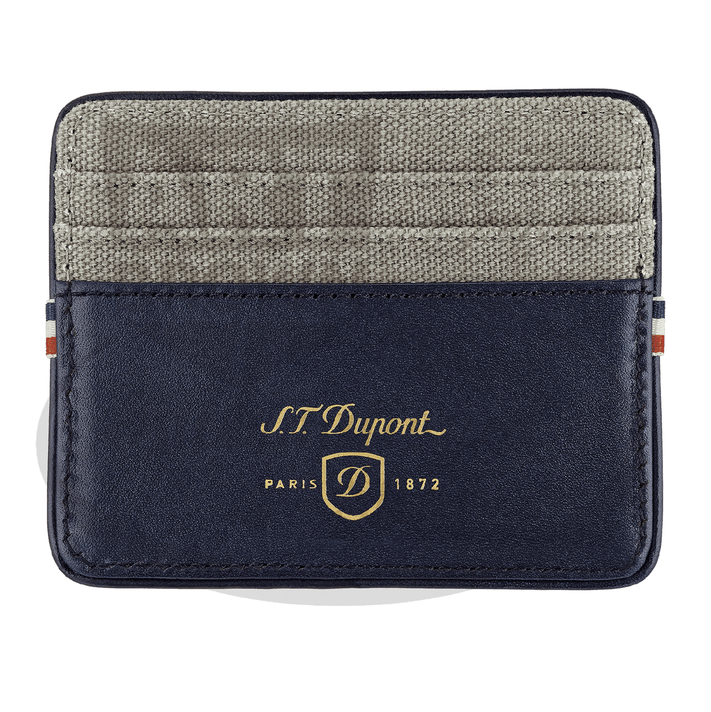 S.T. Dupont Iconic Grey Credit Card Holder 190311 calf leather and grey canvas with blue leather pocket