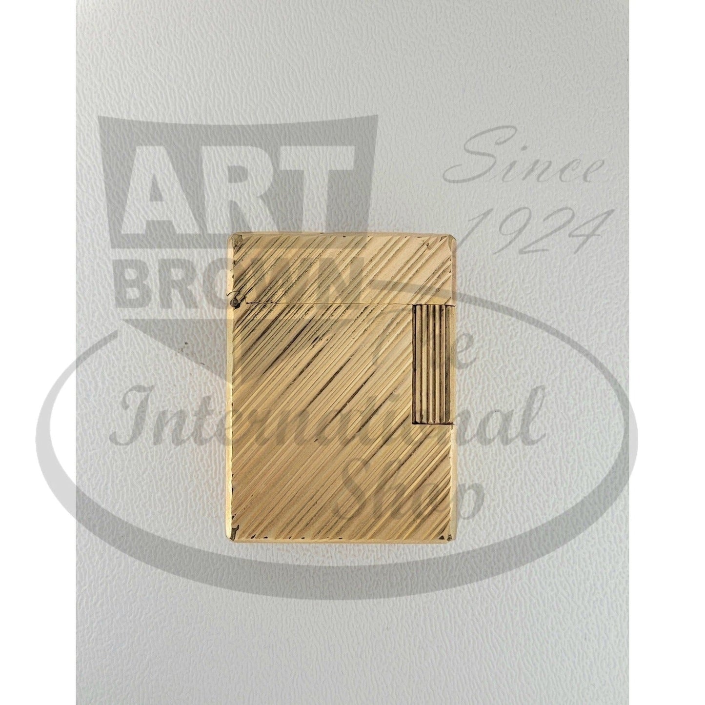 S.T. Dupont Vintage Line 1 Short Gold Lighter with diagonal line pattern, metal, compact rectangular design