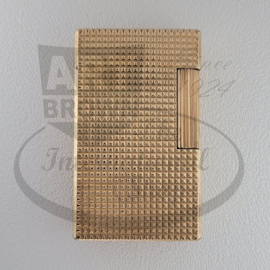 S.T. Dupont Vintage Line 1 Gold Diamond Head Lighter, gold metal, textured diamond pattern, compact rectangular design