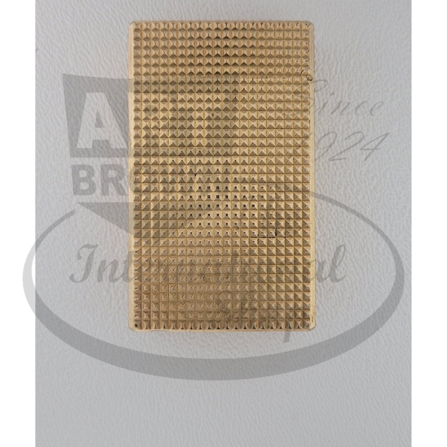 S.T. Dupont Vintage Line 1 Gold Diamond Head Lighter textured gold metal rectangular lighter front view