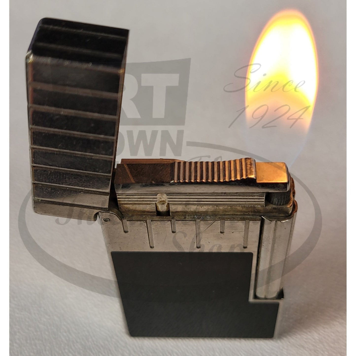 S.T. Dupont Vintage Perspective 2000 dual flame lighter black lacquer palladium metal scuffed working condition