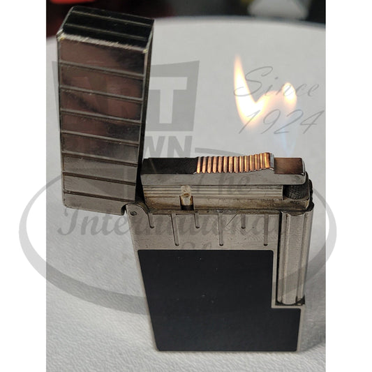 S.T. Dupont Vintage Perspective 2000 Dual Flame Lighter 0477/2000 black lacquer palladium metal scuffed
