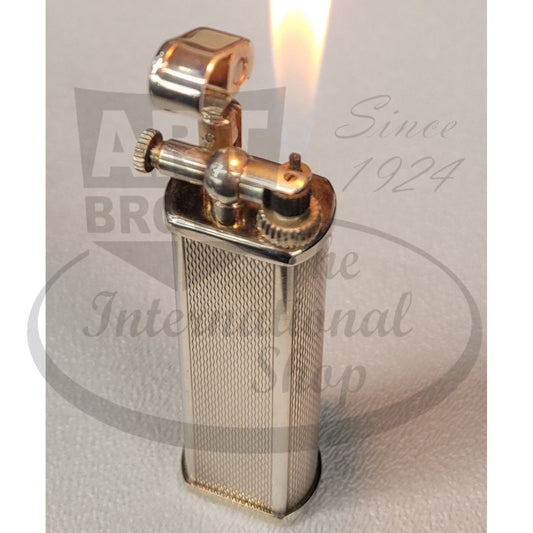 Vintage Dunhill Sylphide Hammer Lighter Silver barley Pattern Display Model, with flame ignited