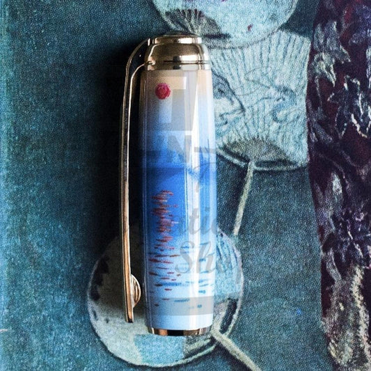 S.T. Dupont Line D Limited Edition Monet Fountain Pen 410049L lacquer cap with Impression Sunrise design and gold palladium trim