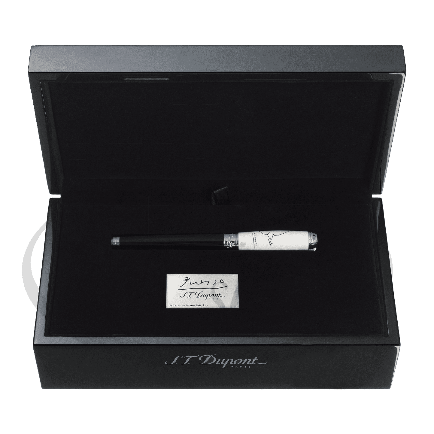 S.T. Dupont Line D Picasso Dove Fountain Pen 410050L palladium black and white lacquer in luxury box