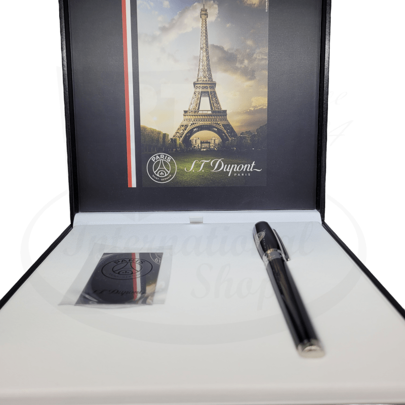S.T. Dupont Line D Paris Saint Germain Fountain Pen 410689 black lacquer and palladium sleek design