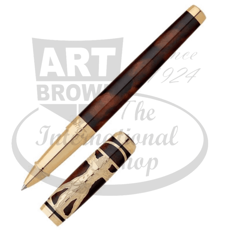 S.T. Dupont Line D Vitruvian Man Prestige Lacquer Yellow Gold Rollerball Pen 412037 elegant smooth design