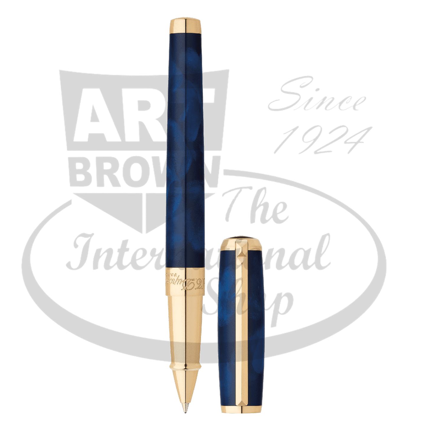 S.T. Dupont Line D Atelier Blue Lacquer Rollerball Pen 412698 blue lacquer yellow gold finish elegant design