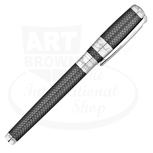 S.T. Dupont Limited Edition Line D Tony Stark Grey Convertible Rollerball Pen 412707 with honeycomb lacquer and palladium clip.