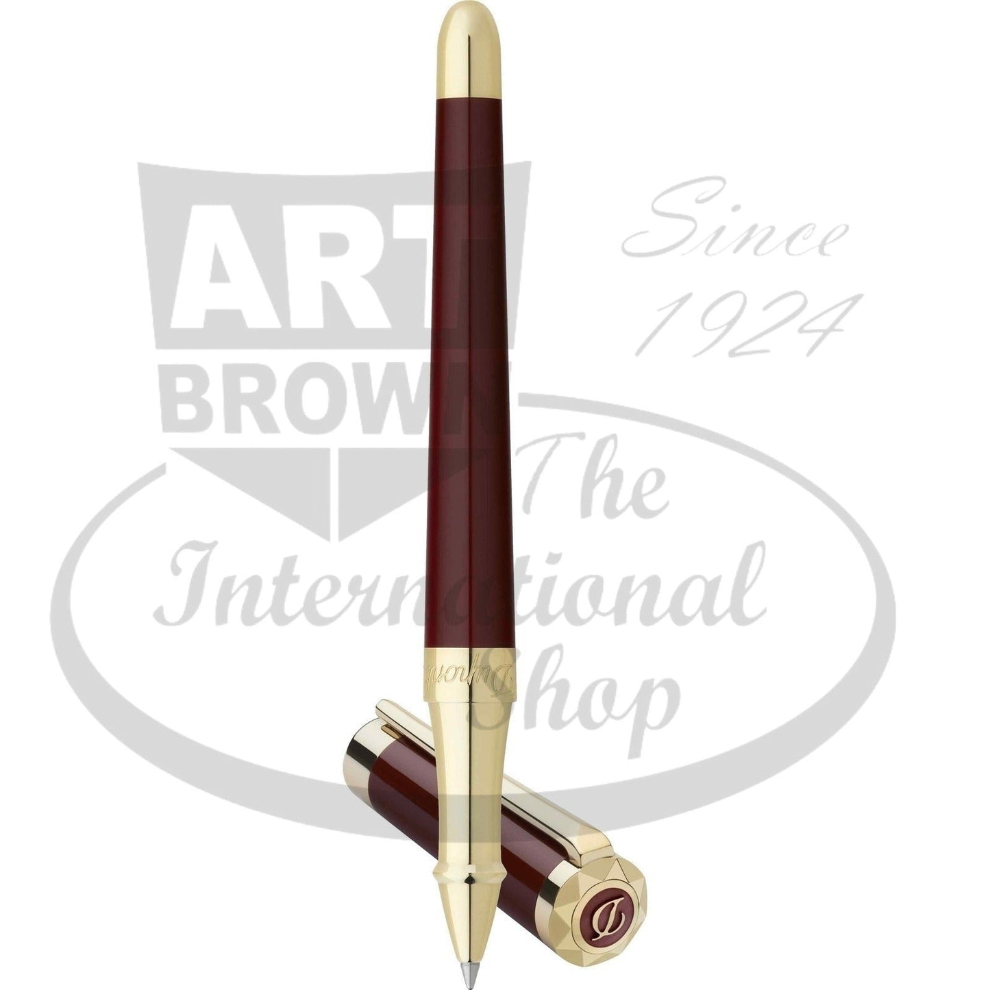 S.T. Dupont Liberte Red and Gold Rollerball Pen 462011 natural lacquer palladium slender body gold accents