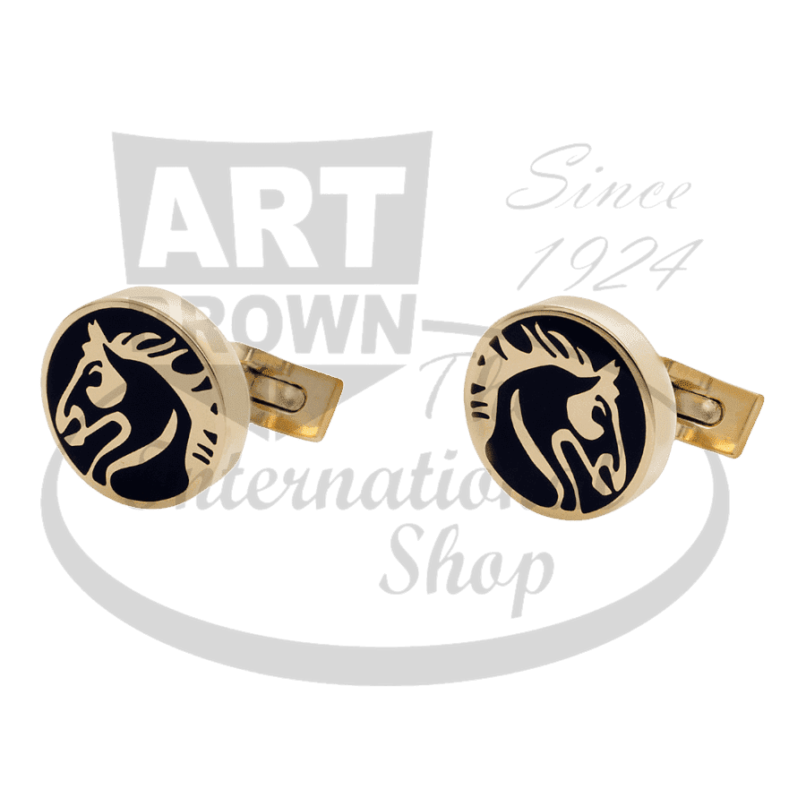 S.T. Dupont Limited Edition Cheval Cufflinks 005169 gold lacquer round cufflinks with horse design