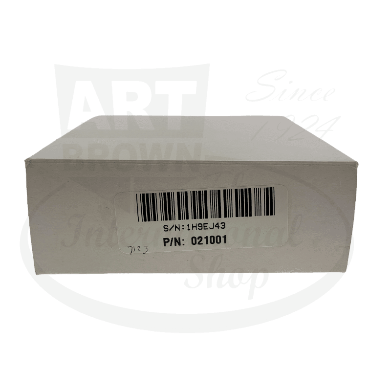 ST Dupont D-Light 021001 palladium lighter box with serial number and barcode, white cardboard packaging for luxury refurbished model