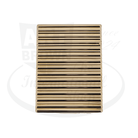 S.T. Dupont Ligne 1 013225 brass gold luxury lighter with horizontal line pattern, refurbished display model in pristine condition