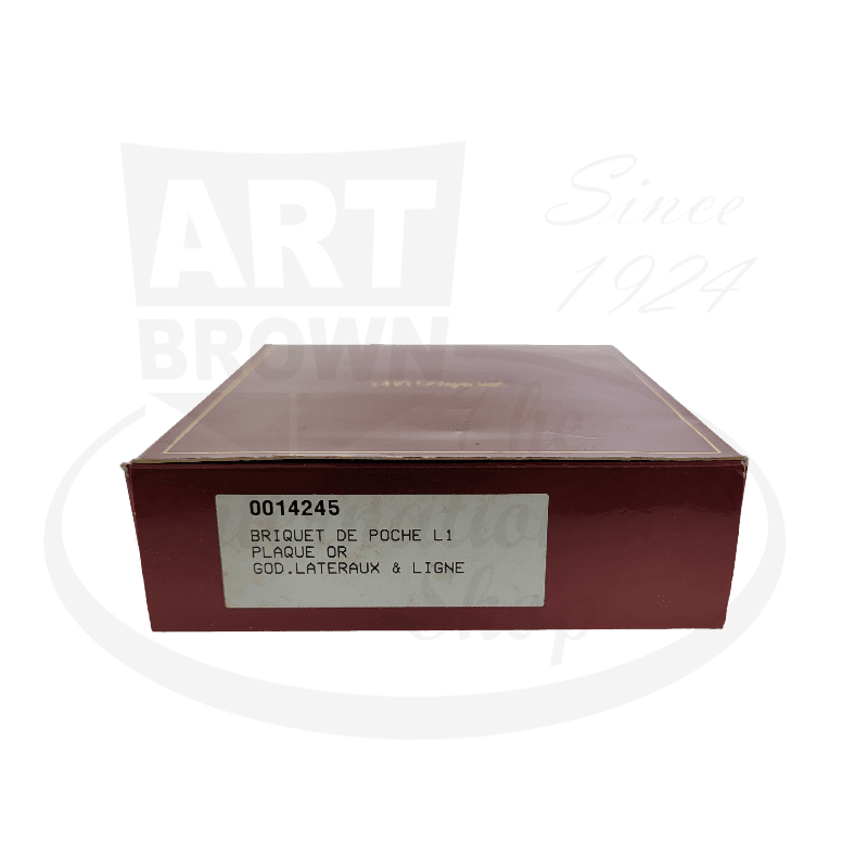 S.T. Dupont Ligne 1 014245 brass-gold vertical striped luxury lighter in original burgundy retail box with authentic product label and documentation