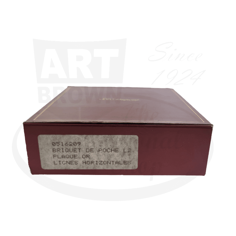 S.T. Dupont Ligne 2 516209 brass gold-plated luxury lighter box with horizontal lines pattern, burgundy original packaging, vintage condition