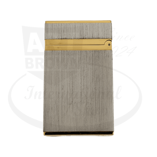 S.T. Dupont Ligne 2 Montparnasse 016841 brushed palladium and gold luxury lighter featuring vertical brushed finish with horizontal gold accent band