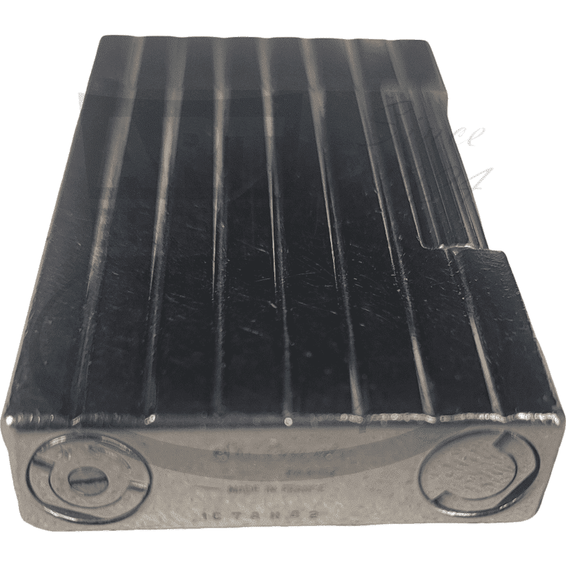S.T. Dupont Refurbished Line 2 Vertical Lines Lighter in scuffed palladium with vertical textured lines and rectangular shape