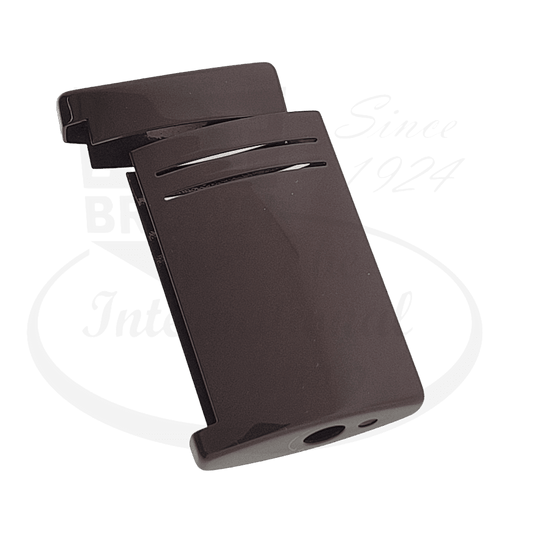 S.T. Dupont Maxijet 020169NS brown metal shell with gold trigger, Oliva design replacement case featuring sleek horizontal vents and curved top edge