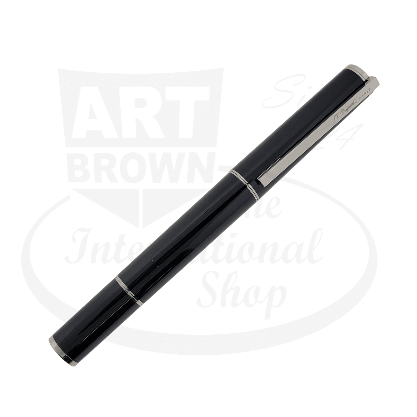 S.T. Dupont Neo Classique President rollerball pen in black Chinese lacquer with palladium trim and 4GB USB, sleek barrel design, silver accents