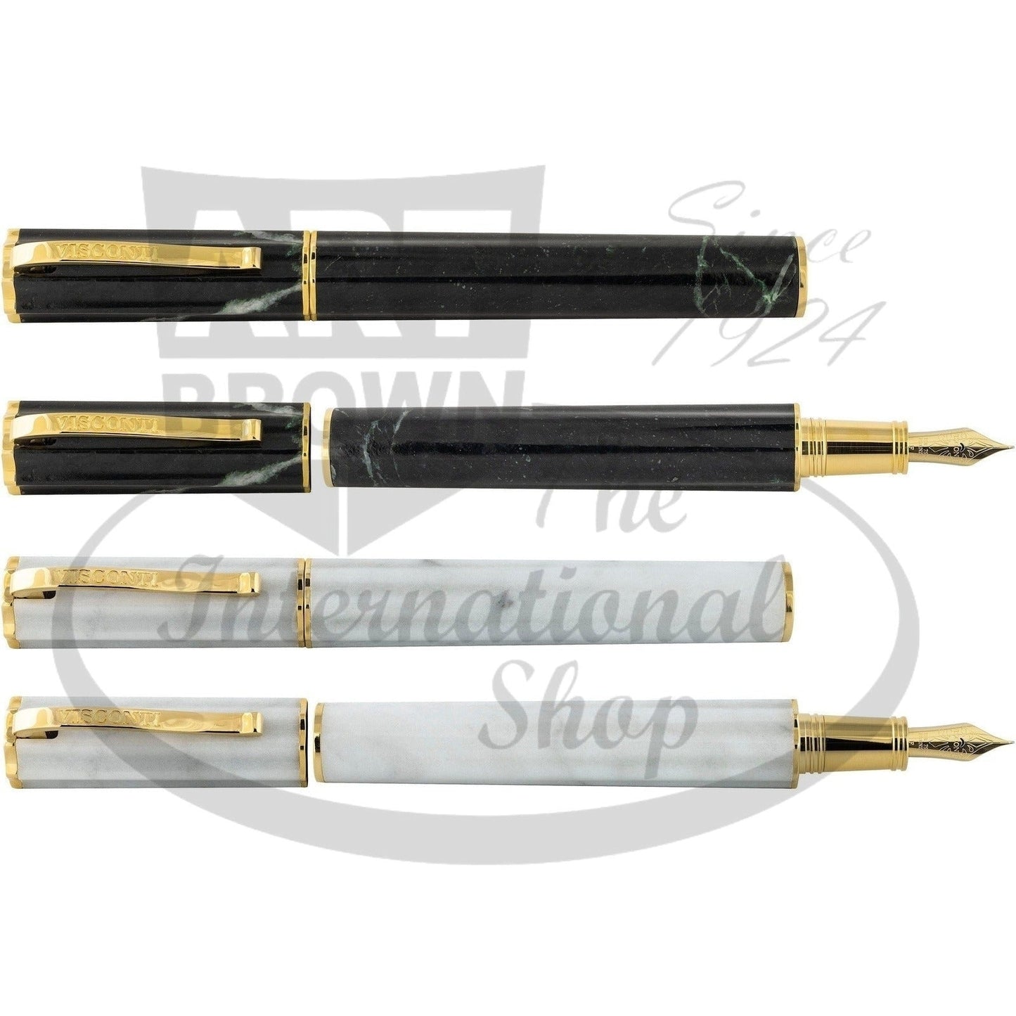 Visconti San Miniato Marble Pen black and white marble with gold vermeil trim fountain pens