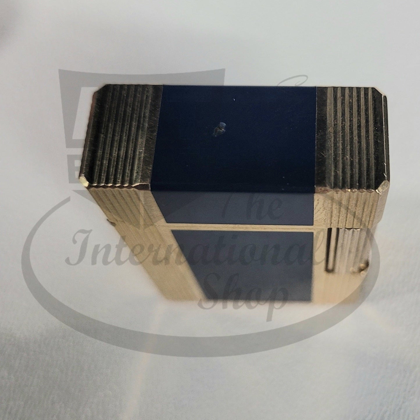 S.T. Dupont Refurbished Line 1 Windsor lighter blue lacquer yellow gold metal vintage scuffed lid mark