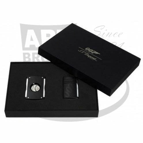 S.T. Dupont Limited Edition James Bond Smoking Kit 020166NC2 black matte metal torch lighter and cigar cutter set