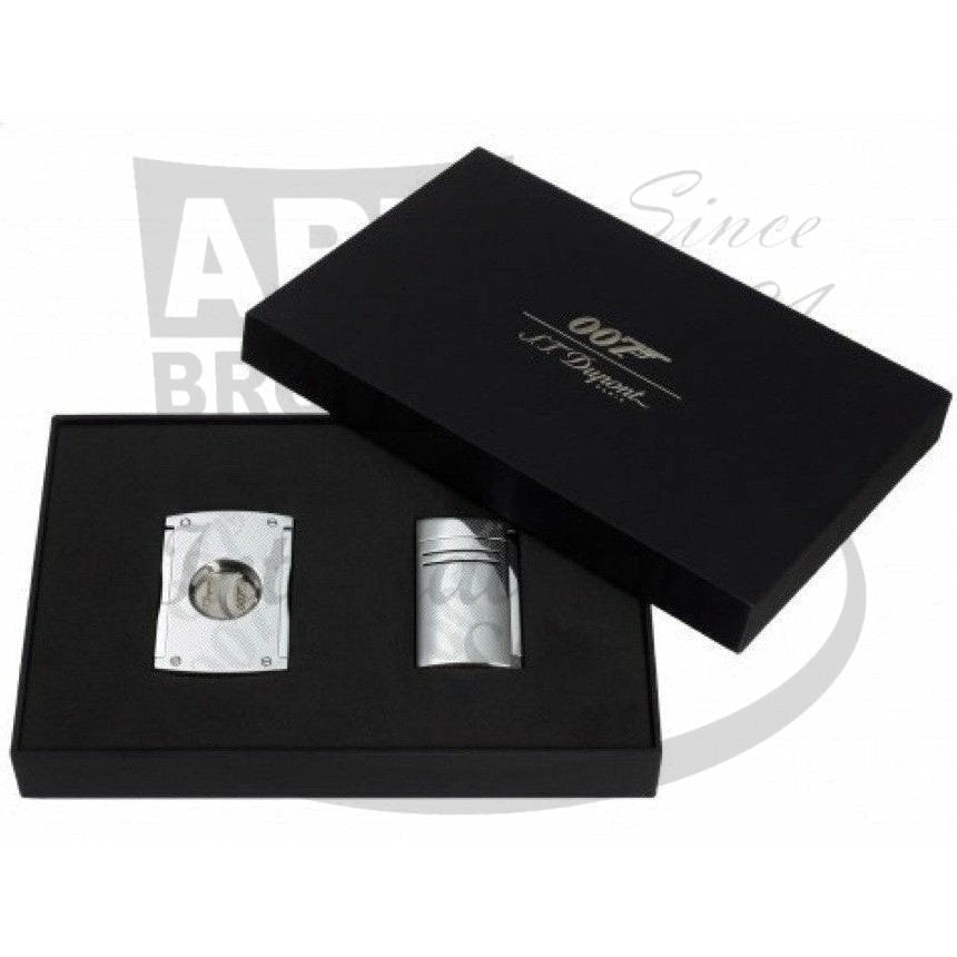 S.T. Dupont Limited Edition James Bond Smoking Kit 020167NC2 chrome torch lighter and cigar cutter set