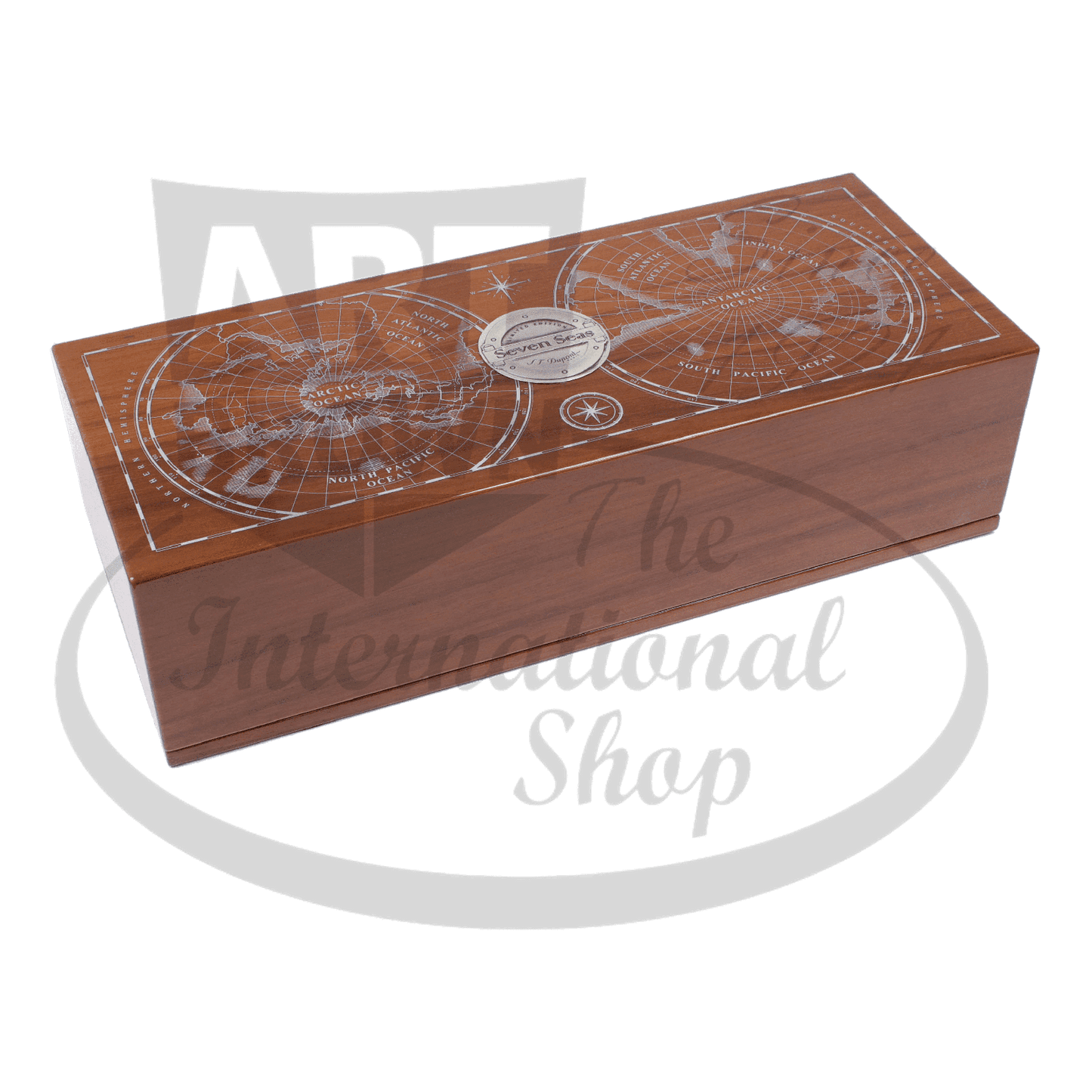 S.T. Dupont Seven Seas Limited Edition Ligne 2 Prestige SK016604 wood lacquer box with map engraving and palladium detail