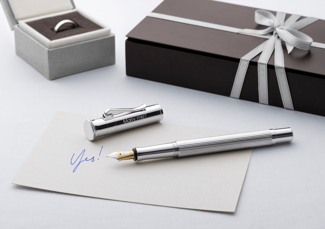 Graf von Faber Castell classic fountain pen with platinum plating and duotone gold nib.