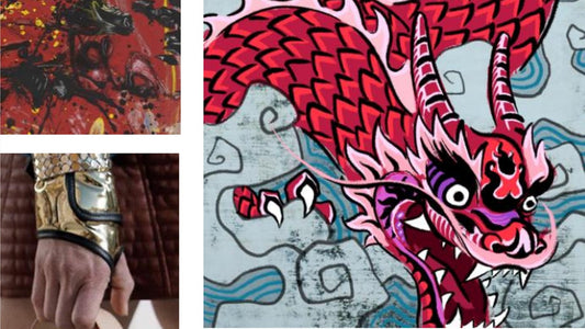 A motif of dragon related images to celebrate the year of the dragon collection from S.t. dupont.