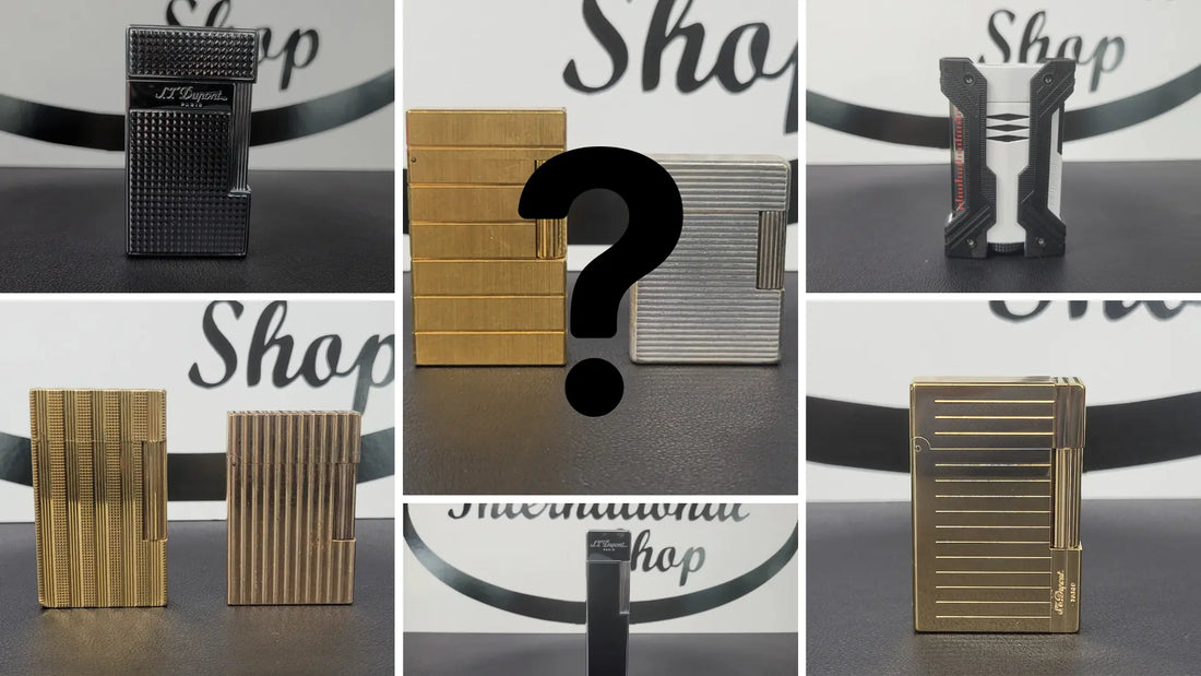 A collage of different S.T. Dupont lighters for comparison.
