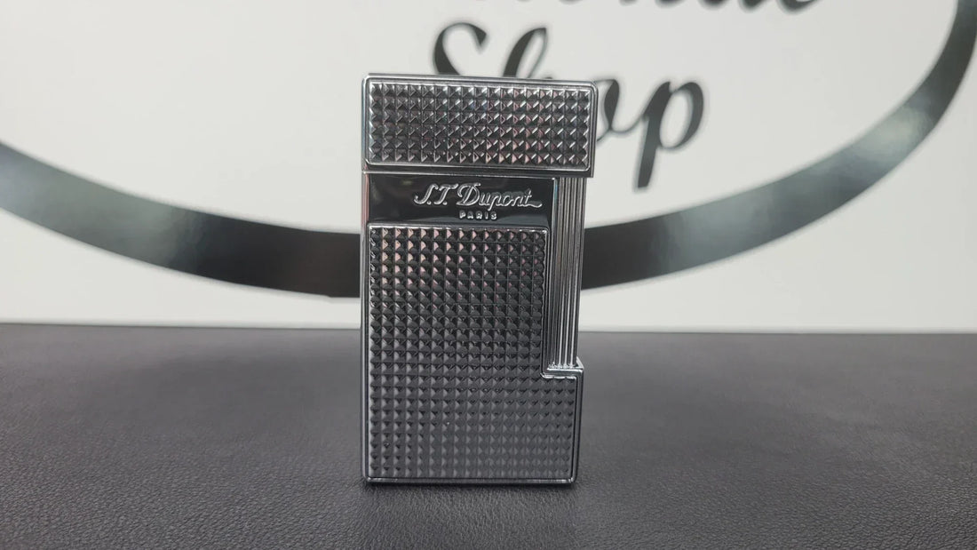 S.T. Dupont Slimmy lighter in chrome diamond head finish.