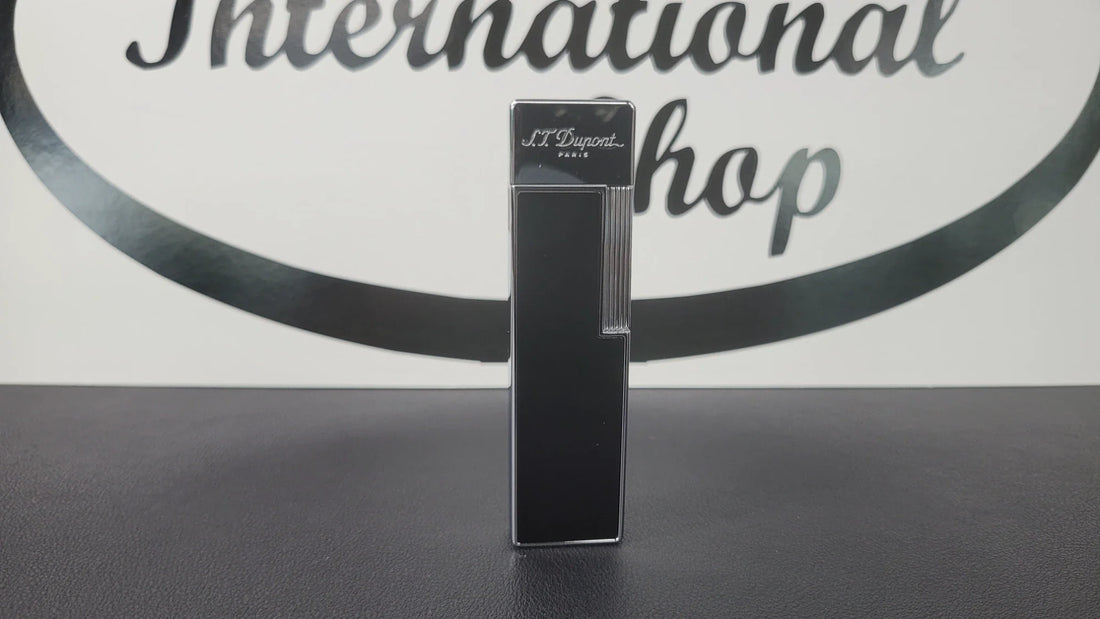 S.T. Dupont Twiggy lighter with black lacquer and chrome finish.