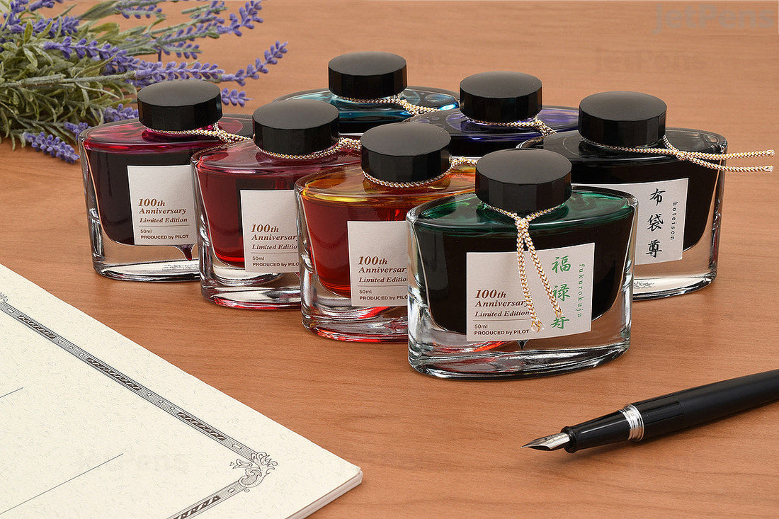 A variety of limited edition pilot iroshizuku inks.